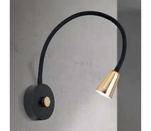 Svietidlá Orion - Stmievateľná flexibilná nástenná lampička DOTTY 1xGU10/10W/230V čierna/mosadz WA 2-1376/1 schwarz/MS