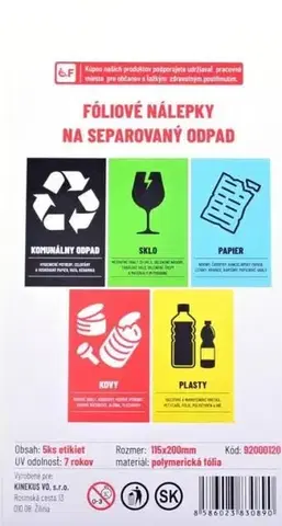 Samolepky na stenu Kinekus Samolepka na koše na separovaný odpad 5ks