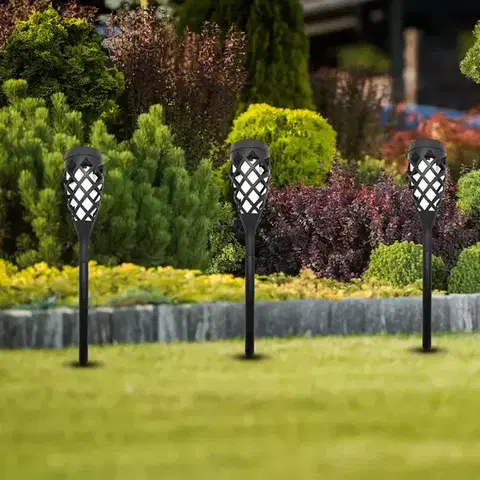 Solárne dekoračné lampy Solárna lampa EKO1461 pochodeň 1700K Set 5 ks