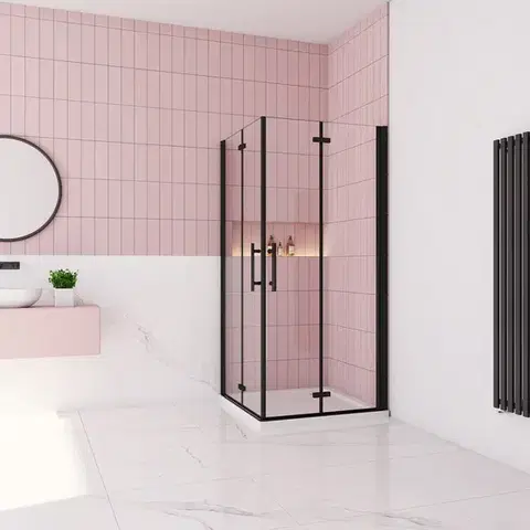 Sprchovacie kúty H K - Sprchovací kút MELODY BLACK R1276, 120x76 cm so zalamovacími dverami SE-MELODYBLACKR1276