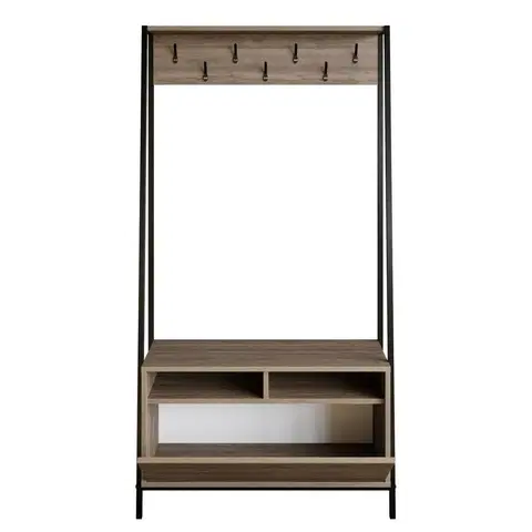 Nemý sluha Vešiak so skrinkou na topánky Devin Walnut and Black
