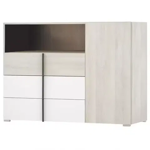 Komody do spálne Komoda Remo RM9 dub wilton/biela/antracit