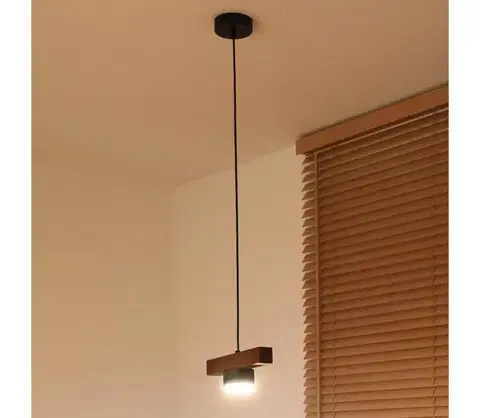 Svietidlá  - Závesný luster na lanku IRONLINE 1xGX53/3W/230V borovica dub/čierna 70477