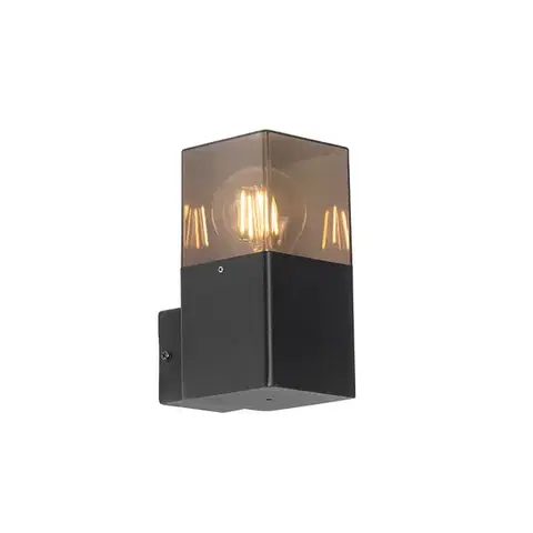 Vonkajšie nástenné svietidlá Moderná vonkajšia nástenná lampa čierna IP44 s dymovým sklom - Dánsko