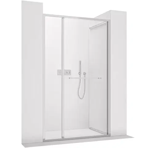 Sprchovacie kúty CERANO - Sprchové posuvné dvere Versaro L/P - 6 mm - chróm, transparentné sklo - 150x195 - zasúvacie CER-8050BD80343