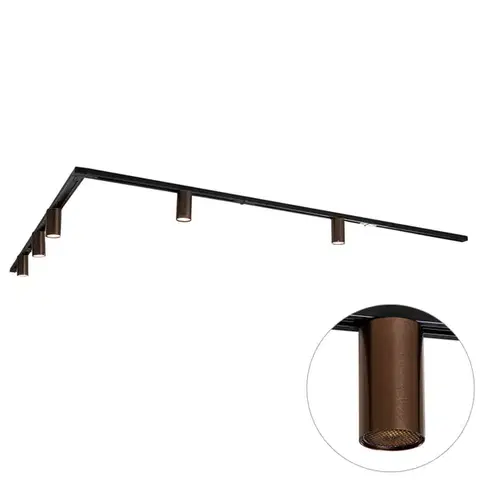 Koľajnicové svetelné systémy Moderný koľajnicový systém s 5 reflektormi tmavá bronz 1-fázový GU10 35 mm - Iconic Ruby