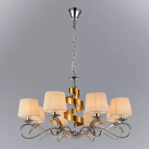 Moderné lampy do obývačky Denis Závesné svietidlo 8x40w E14 Chróm/Zlatá