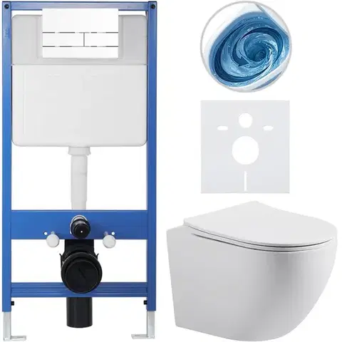 Záchody CERANO - Kompletný WC set Profi/Cesso - biela matná - WC tlačidlo Line/Biela - predstenová inštalácia - 49x36 CER-8050BD84367