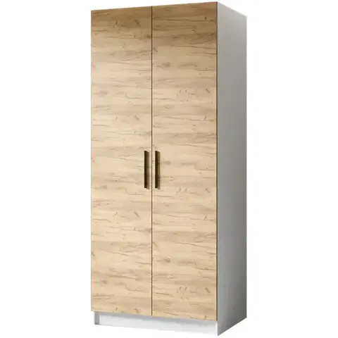 Šatníkové skrine Skriňa Gold 2d Biela/Dub Craft Zlatý