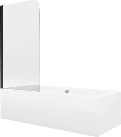 Sprchové dvere MEXEN/S - Cube obdĺžniková vaňa 180 x 80 cm s panelom + vaňová zástena 70, transparent, čierna 550518080X9007017000