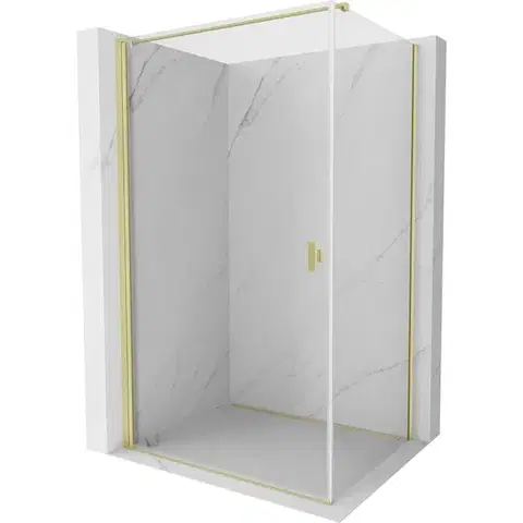 Sprchovacie kúty MEXEN/S - Mist-B sprchovací kút dvere krídlové 80 x 70, transparent, zlato kefovaná 8A2T-080-070-55-00