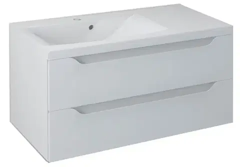 Kúpeľňový nábytok SAPHO - WAVE umývadlová skrinka 89,7x45x47,8cm, biela,ľavá WA092-3030