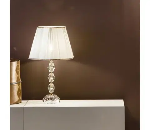 Lampy Ondaluce - Krištáľová stolná lampa BRIGIDA 1xE27/15W/230V krémová/priehľadná LG.BRIGIDA/1