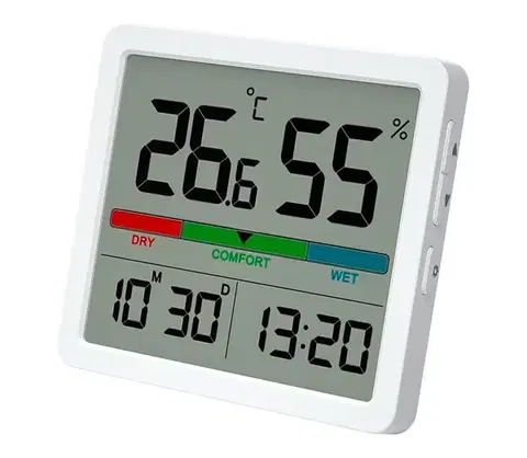 Meteostanice, teplomery a vlhkomery Winner Group - Digitálny teplomer s LCD displejom a vlhkomerom 2xCR2032 biela WINMETEVNITR
