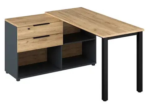 Písacie a pracovné stoly KONDELA Klaudius Typ 8 rohový pc stôl grafit / dub artisan