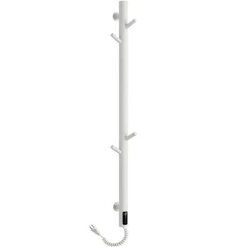 Radiátory do kúpeľne CERANO - Elektrický sušiak uterákov Ramus, s displejom - 160W - biela matná - 1400x30 mm CER-683551