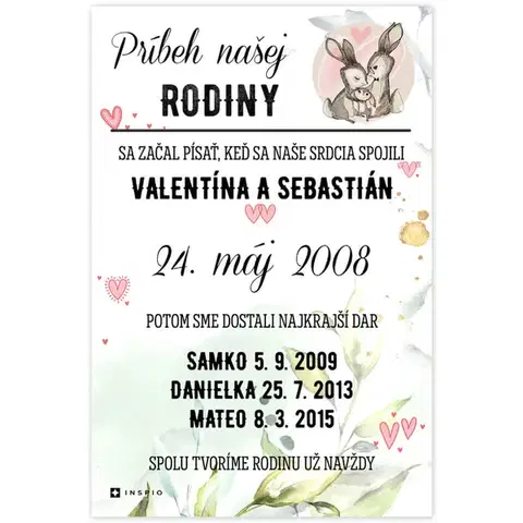 Obrazy s textom Obraz s textom - Príbeh našej rodiny zajkovia