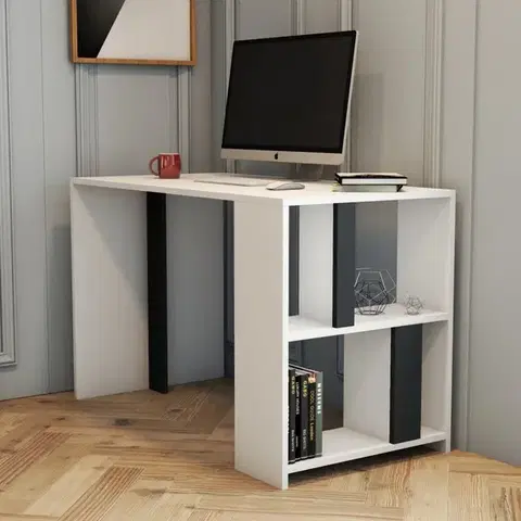 Písacie stoly Písací stôl Lima - White, Anthracite