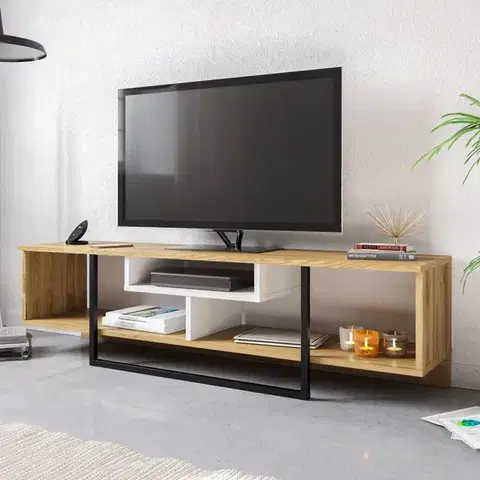 TV stolíky TV stolík Asal (150) - Oak, White, Black