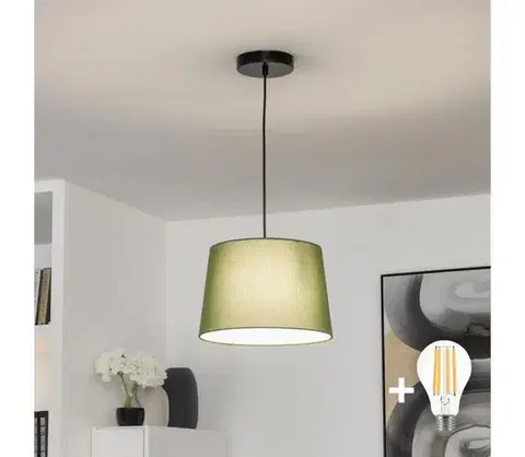 Svietidlá BRILAGI - LED závesné svietidlo na lanku CERIA 1xE27/40W/230V, priemer 30 cm, zelené BG3987+EG781039