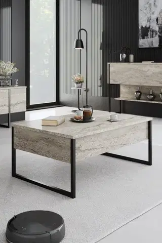 Konferenčné stolíky Konferenčný stolík Luxe - Travertine, Black