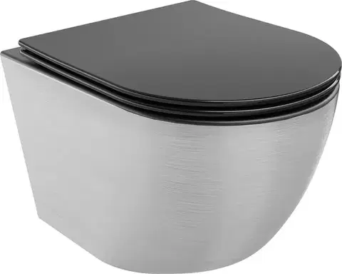 Záchody MEXEN - Lena Závesná WC misa vrátane sedátka s slow-slim, duroplast, čierna mat / strieborný vzor 30224073