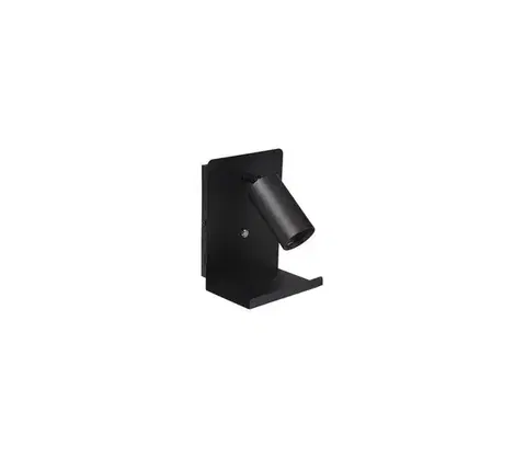 Svietidlá  Nástenné bodové svietidlo s poličkou a USB nabíjačkou 1xGU10/35W/230V čierna BEDROOM LIGHT REST BLACK USB