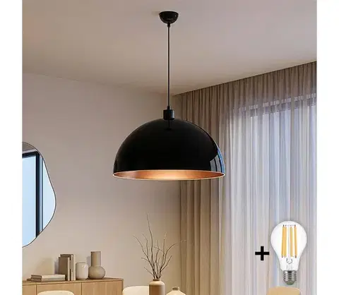 Svietidlá BRILAGI - LED Luster na lanku METALO 1xE27/40W/230V pr. 60 cm čierna/medená 118OPV1122