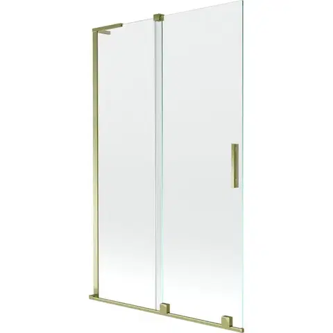Sprchové dvere MEXEN/S - Velar L dvojkrídlová posuvná vaňová zástena 110 x 150, transparent, zlatá 896-110-003-01-50