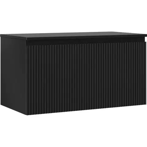 Kúpeľňový nábytok MEXEN/S - Rivel kúpeľňová skrinka pod umývadlo 90 cm s doskou, 1 šuplík, reliéf, čierna mat 91A20-09047-1-BFC71