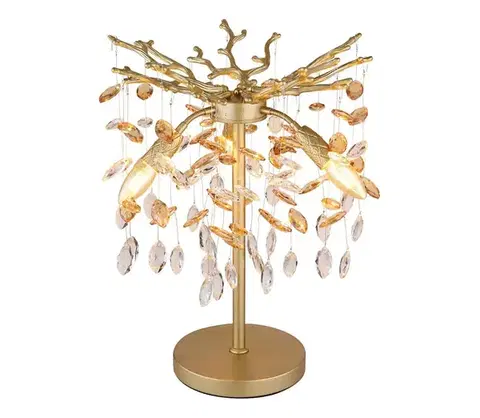 Lampy Globo 64138TG - Stolná lampa QUEENA 3xE14/40W/230V zlatá 64138TG