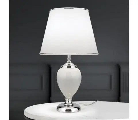 Lampy Orion LA 4-1229 - Stolná lampa OVUM 1xE27/40W/230V 48 cm keramika biela/chróm LA 4-1229 chrom