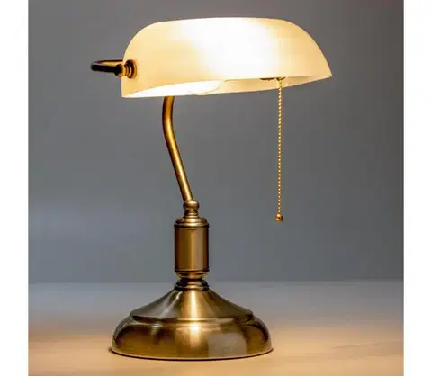 Lampy BRILAGI - Stolná lampa BANK OFFICE 1xE27/60W/230V mosadz/biela L352-BI/MOS