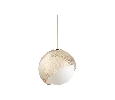 Svietidlá Ideal Lux - Závesný luster na lankách BLOOM 1xE27/42W/230V Ø30 cm zlatá/dymová béžová 366685