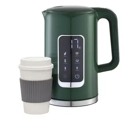Predlžovacie káble  Rýchlovarná kanvica s LCD displejom 1,7 l 2200W/230V zelená + cest. hrnček 450 ml PEKR723G