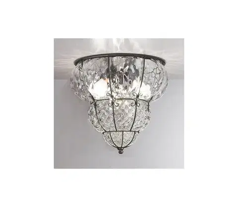 Svietidlá SIRU- Stropné svietidlo CLASSIC 3xE14/40W/230V pr. 25 cm číra/čierna benátske sklo MC259-020CRB