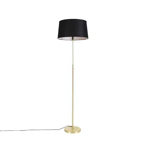 Stojace lampy Stojaca lampa zlatá/mosadzná s čiernym ľanovým tienidlom 45 cm - Parte