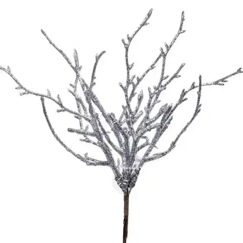 Vetvičky, girlandy, kvety Kinekus Ozdoba zapichovacia vetvička 22cm strieborná