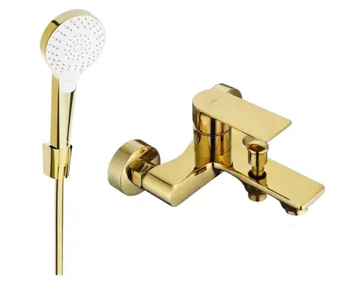Kúpeľňové batérie MEXEN/S - R05 Royo vaňová batéria so sprchou set, zlato 7223R05-50
