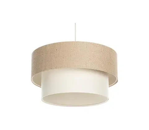 Svietidlá  Luster na lanku DUO 1xE27/60W/230V priemer 40 cm béžová/krémová 061-090-40