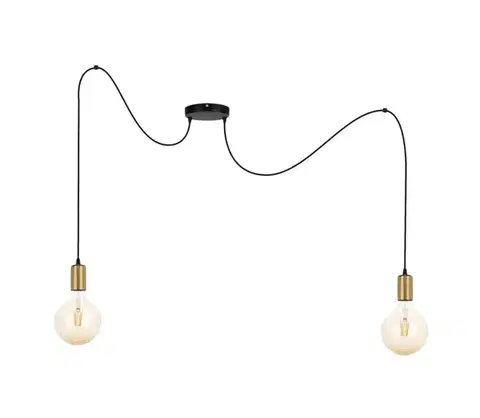 Svietidlá  Luster na lanku MIROS 2xE27/60W/230V pavúk čierna/zlatá 0258