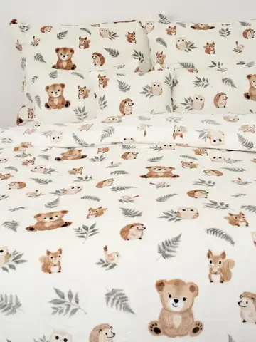 Obliečky MKLozkoviny.sk Obliečky mikroplyš Exclusive - Lesní kamaráti - 140 × 200 cm - 70 x 90 cm