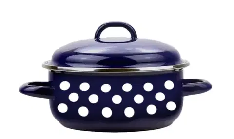 Hrnce BELIS - Randlík a pokrievka16cm modré bodky