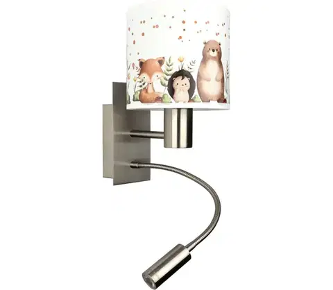 Svietidlá BRILAGI - LED flexibilná lampa BOBO 1xE27/25W/230V + LED/3W matný chróm/biela/motív zvieratiek BG1556+BG5587