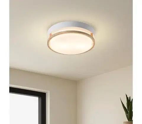 Svietidlá BRILAGI - Stropné svietidlo ORINO 2xE27/40W/230V pr. 27 cm biela/dub BRI867