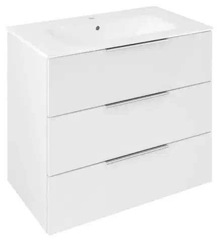Kúpeľňový nábytok SAPHO - CIRASA umývadlová skrinka 79,8x75x46cm, 3x zásuvka, biela lesk CR831-3030