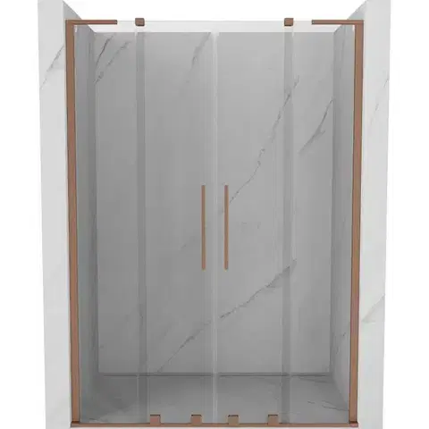 Sprchovacie kúty MEXEN/S - Velar L Duo posuvné sprchové dvere 150, transparent, meď kartáčovaná 871-150-003-02-65