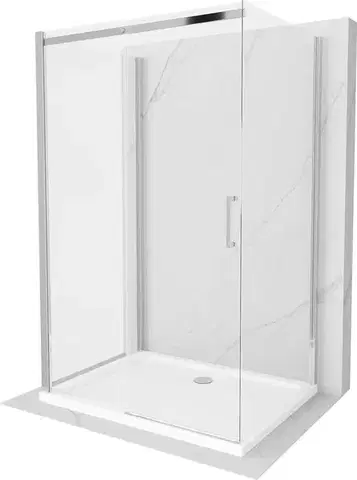 Vane MEXEN/S - OMEGA sprchovací kút 3-stenný 130x100, transparent, chróm + vanička vrátane sifónu 825-130-100-01-00-3s-4010