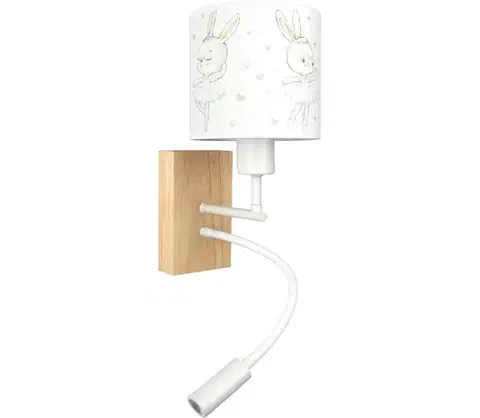 Svietidlá BRILAGI - LED Flex. lampa BOBO WOOD 1xE27/25W/230V + LED/3W dub/biela/zajačiky BG1565+BG5580