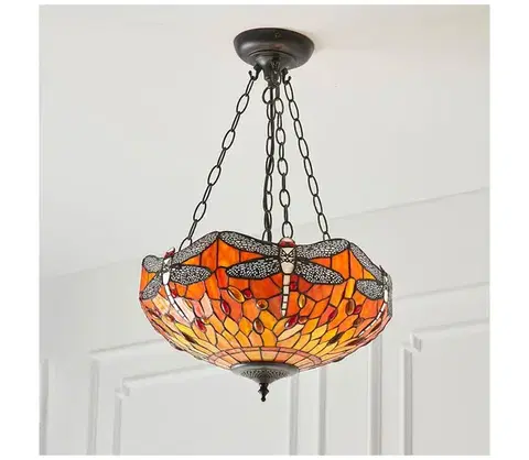 Svietidlá Endon 64076 - Luster na reťazi Tiffany DRAGONFLY 3xE27/60W/230V priemer 41 cm 64076
